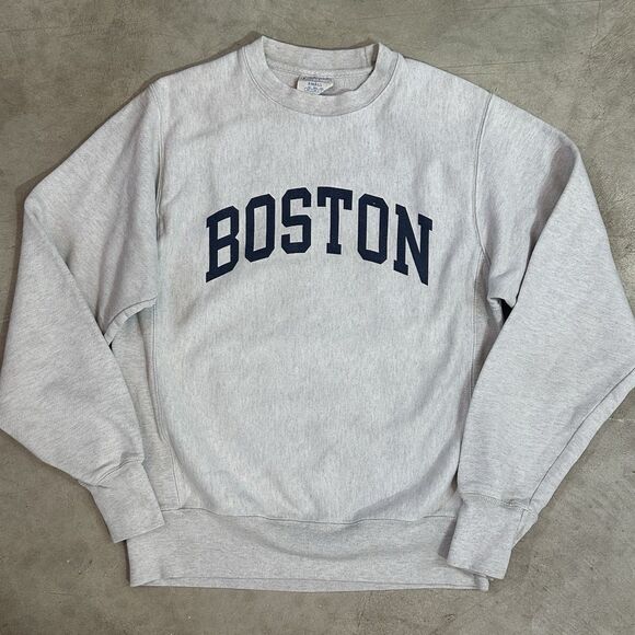 VTG Champion Reverse Weave Boston Sweatshirt Mens Small Heather Gray Y2K - Picture 1 of 10